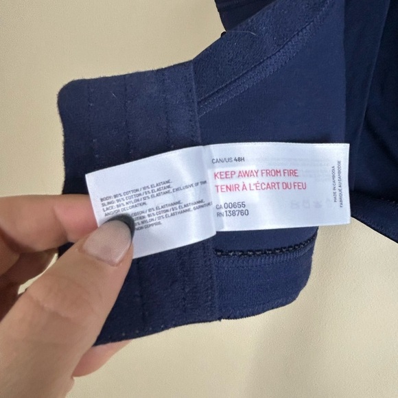 NWT ti Voglio Wireless Dark Blue Bra Sz 48H Cotton - Picture 5 of 5